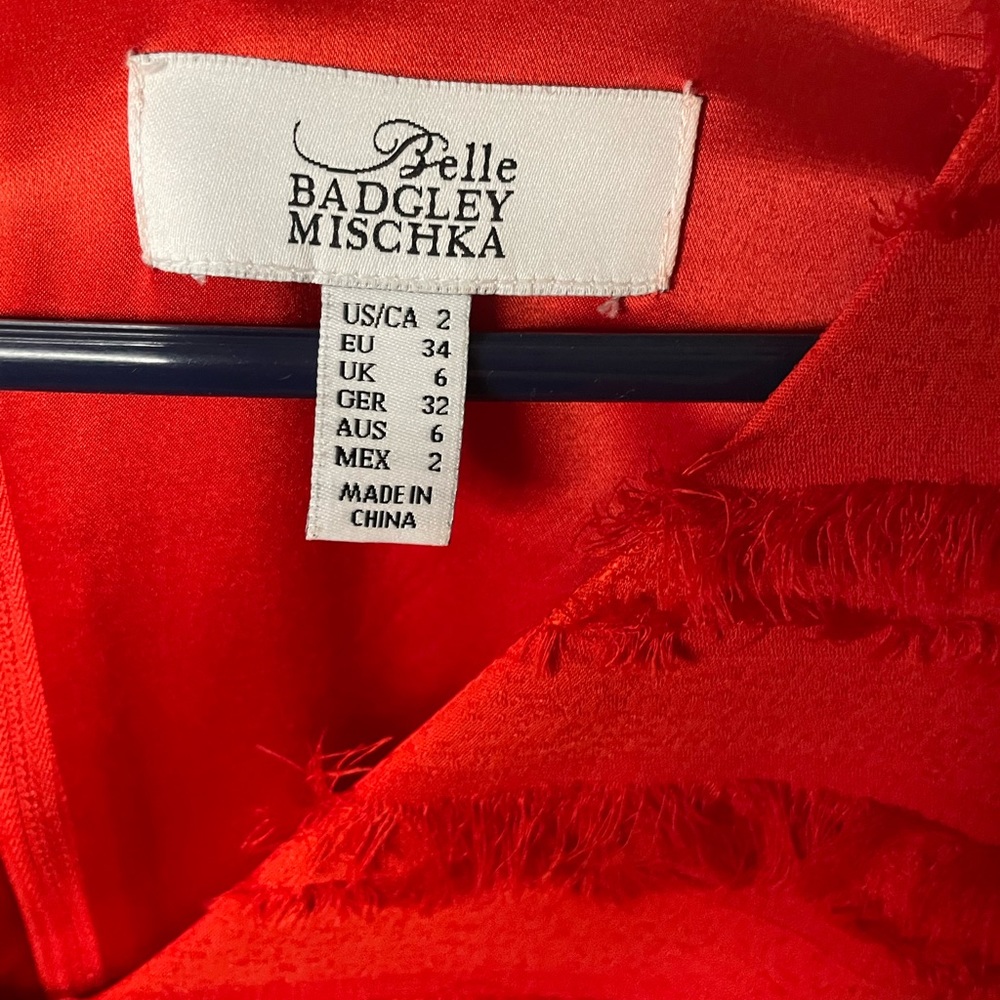 Belle Badgley Mischka Grace Dress with Fringe Detailing in Red Size 2 - Picture 7 of 7